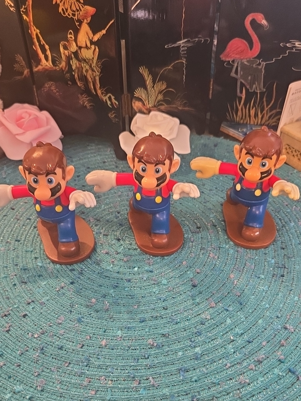 Classic Brown-Haired Red & Blue Kids Action Figure Trio Mario From NINTENDO.